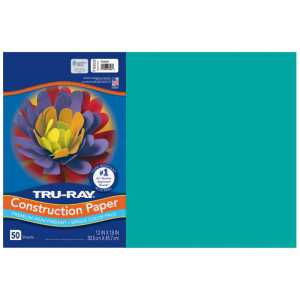 Construction Paper, Heavyweight, Turquoise, 12" x 18", 50 Sheets