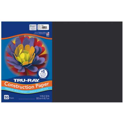 Construction Paper, Heavyweight, Black, 12