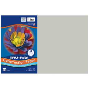 Construction Paper, Heavyweight, Gray, 12" x 18", 50 Sheets