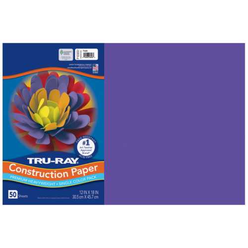 Construction Paper, Heavyweight, Purple, 12