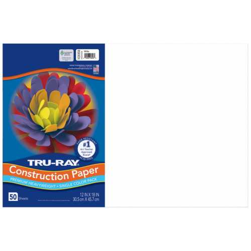 Construction Paper, Heavyweight, White, 12