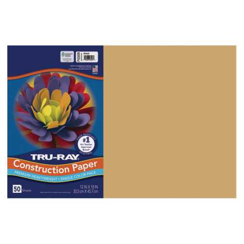 Construction Paper, Heavyweight, Almond, 12