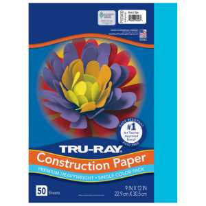 Construction Paper, Heavyweight, Atomic Blue, 9" x 12", 50 Sheets