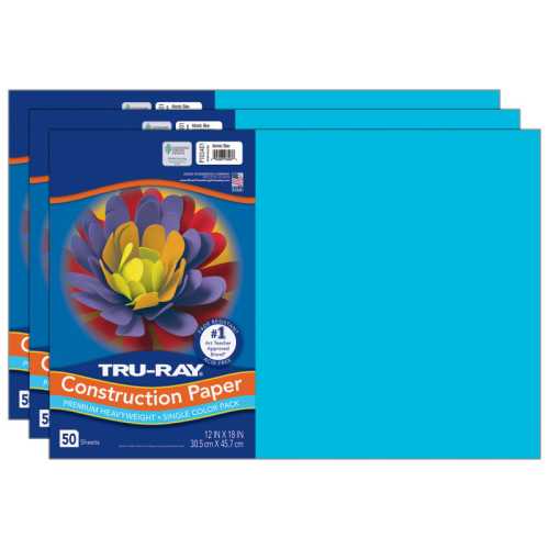 Construction Paper, Heavyweight, Atomic Blue, 12