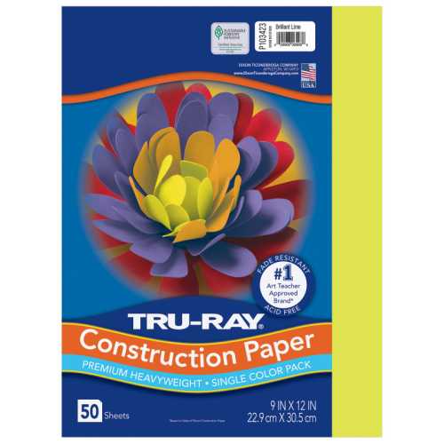 Construction Paper, Heavyweight, Brilliant Lime, 9