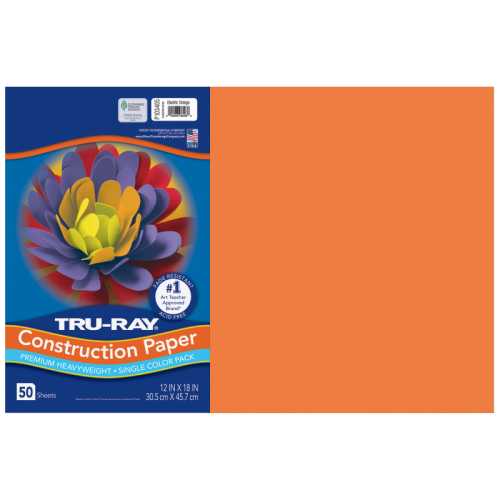 Construction Paper, Heavyweight, Electric Orange, 12