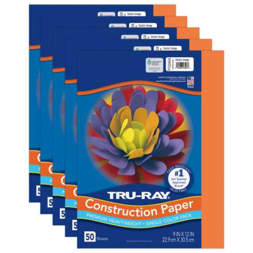 Construction Paper, Heavyweight, Electric Orange, 9