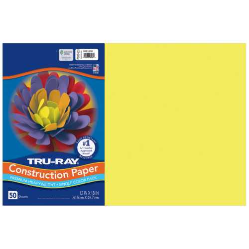 Construction Paper, Heavyweight, Lively Lemon, 12