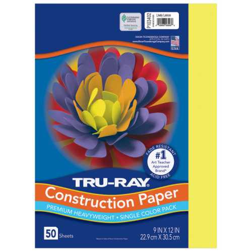 Construction Paper, Heavyweight, Lively Lemon, 9