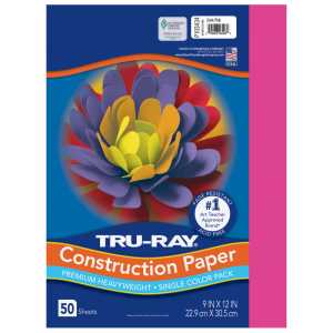 Construction Paper, Heavyweight, Dark Pink, 9" x 12", 50 Sheets