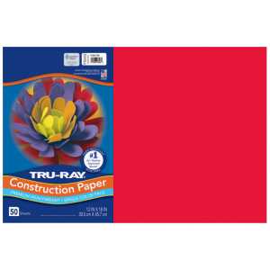 Construction Paper, Heavyweight, Festive Red, 12" x 18", 50 Sheets