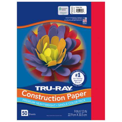 Construction Paper, Heavyweight, Red, 9