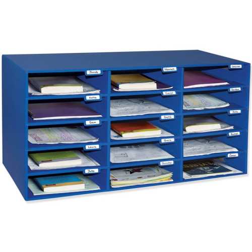 Mailbox, 15-Slot, Blue, 16-3/8