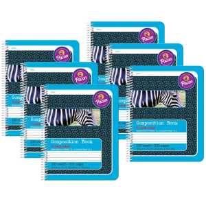 Primary Composition Book, Spiral Bound, D'Nealian/Zaner-Bloser, 1/2" x 1/4" x 1/4" Ruled, 9-3/4" x 7-1/2", 100 Sheets, Pack of 6