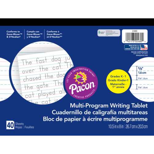 Multi-Program Handwriting Tablet, D'Nealian/Zaner-Bloser, 5/8