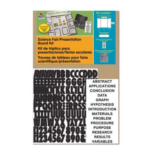 Presentation Board Kit, White, Includes Self-Adhesive Letters, 48