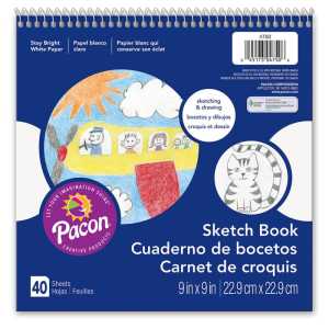 Sketch Book, White, 9" x 9", 40 Sheets