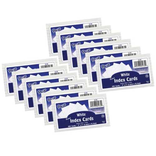 Index Cards, White, Ruled, 1/4