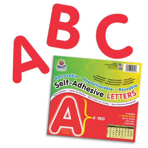 Self-Adhesive Letters, Red, Puffy Font, 4