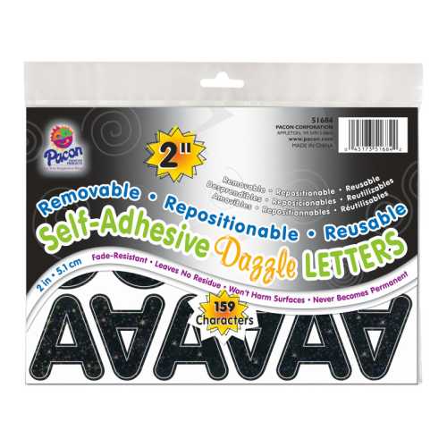 Self-Adhesive Letters, Black Dazzle, Puffy Font, 2