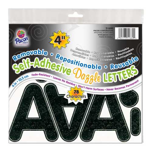 Self-Adhesive Letters, Black Dazzle, Puffy Font, 4