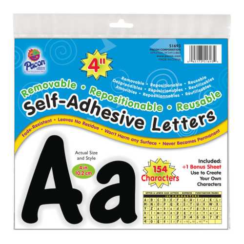 Self-Adhesive Letters, Black, Cheery Font, 4