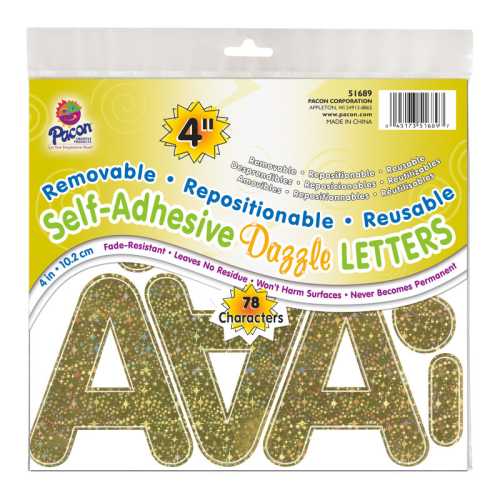 Self-Adhesive Letters, Gold Dazzle, Puffy Font, 4