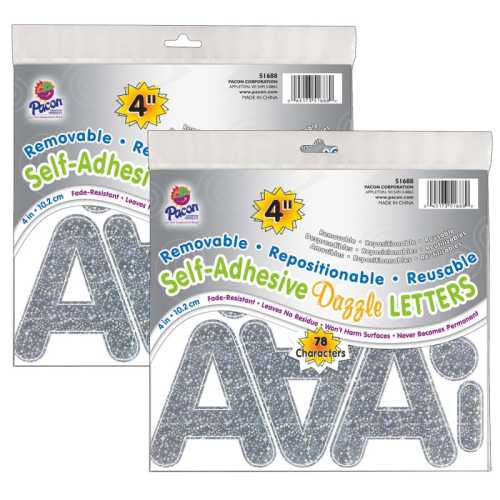 Self-Adhesive Letters, Silver Dazzle, Puffy Font, 4