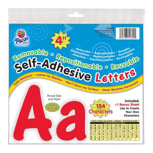 Self-Adhesive Letters, Red, Cheery Font, 4