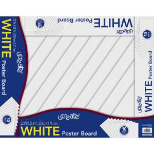 Poster Board, White, 22" x 28", 10 Sheets
