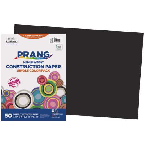 Construction Paper, Medium Weight, Black, 12