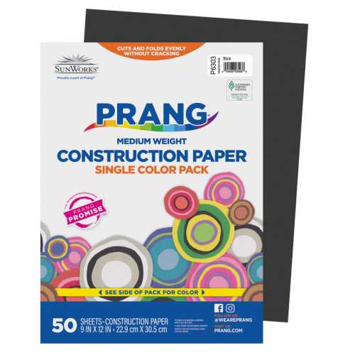 Construction Paper, Medium Weight, Black, 9