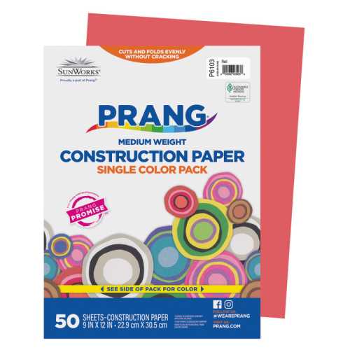 Construction Paper, Medium Weight, Red, 9