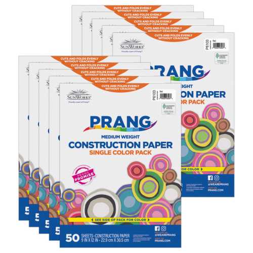 Construction Paper, Medium Weight, Red, 9