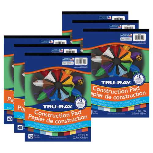Construction Paper Pad, Heavyweight, 10 Classic Colors, 9