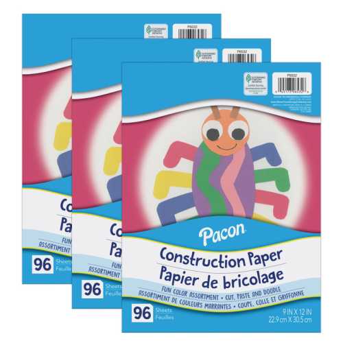 Construction Paper, Lightweight, Assorted Colors, 9