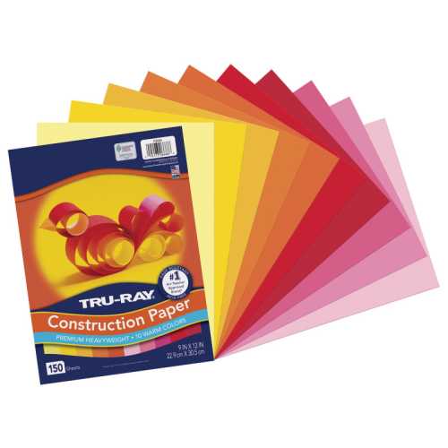 Construction Paper, Heavyweight, Warm Assorted, 9