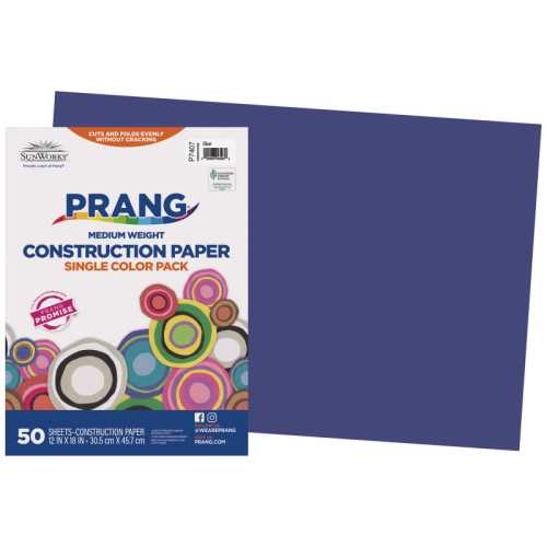Construction Paper, Medium Weight, Blue, 12