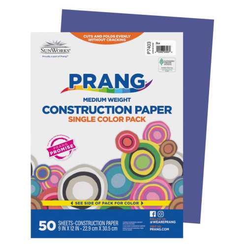Construction Paper, Medium Weight, Blue, 9