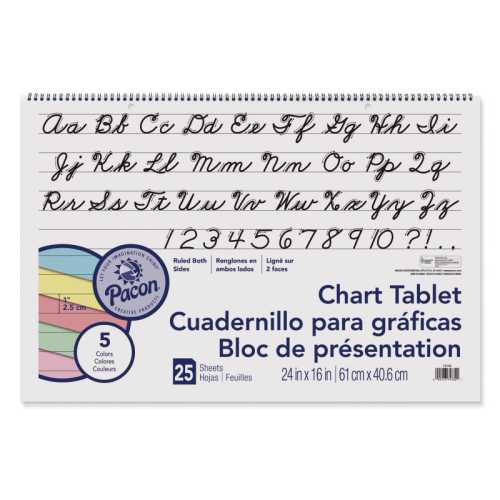 Colored Paper Chart Tablet, Cursive Cover, 5 Assorted Colors, 1