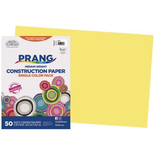 Construction Paper, Medium Weight, Yellow, 12