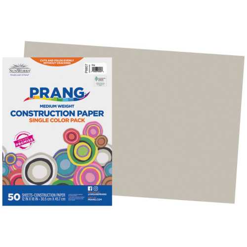 Construction Paper, Medium Weight, Gray, 12