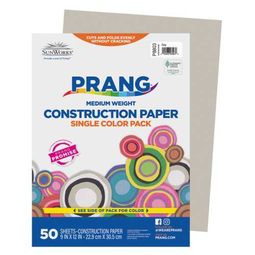 Construction Paper, Medium Weight, Gray, 9