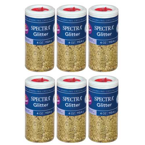 Glitter, Gold, 4 oz. Per Jar, 6 Jars