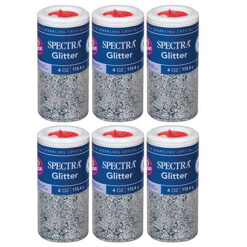 Glitter, Silver, 4 oz. Per Jar, 6 Jars