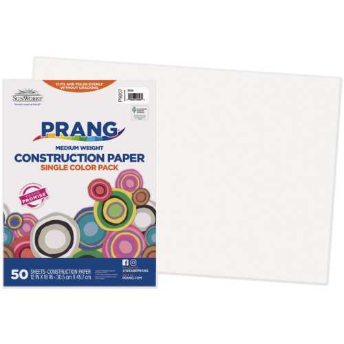 Construction Paper, Medium Weight, White, 12