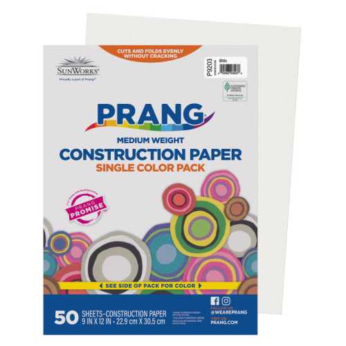 Construction Paper, Medium Weight, White, 9