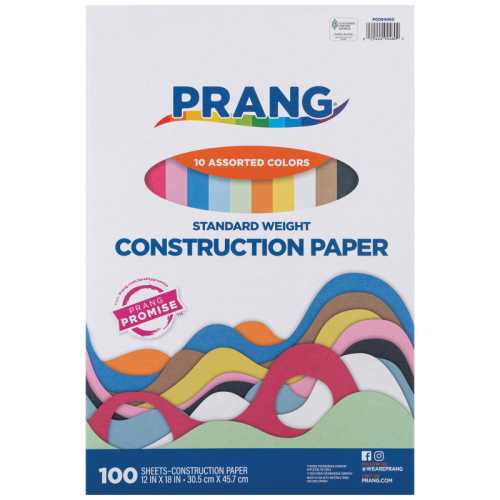 Construction Paper, Standard Weight, 10 Assorted Colors, 12