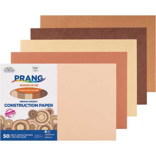 Shades of Me Construction Paper, Medium Weight, 5 Assorted Skin Tone Colors, 12