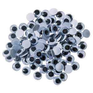 Black Wiggle Eyes, 7 mm, 100 Pieces